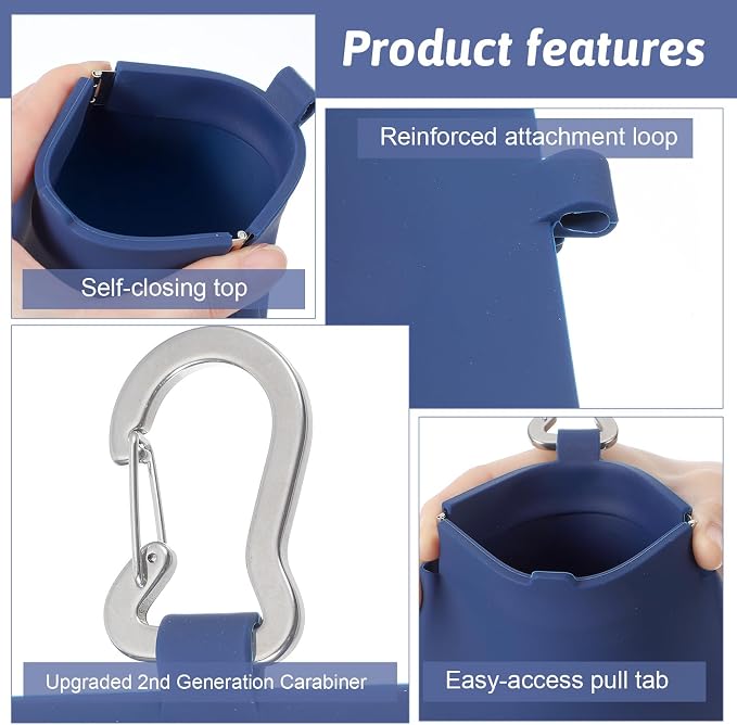 Xinjoduz 1 PCS Silicone Dog Treat Pouch, Auto Closure, Small Pocket Sized Portable Training Bag Holder with Pull Tab & Auto Closing Lid for Easy Pet Travel/Training/Walking (Blue)