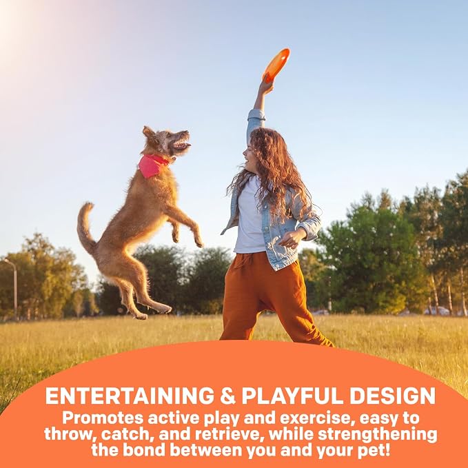 Flippy Flopper Dog Frisbee – Durable Dog Toy for Outdoor Fetch – Floating Frisbee for Dogs with Soft Rubber Edges – Comfortable on Teeth and Gums – Suitable for Water and Backyard Play