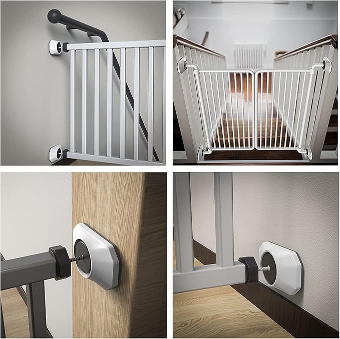 ICERO - Baby Gate Wall Protector - Protect Walls & Doorways from Pet & Dog Gates - for Child Pressure Mounted Stair Safety Gate- 8 Pack, White