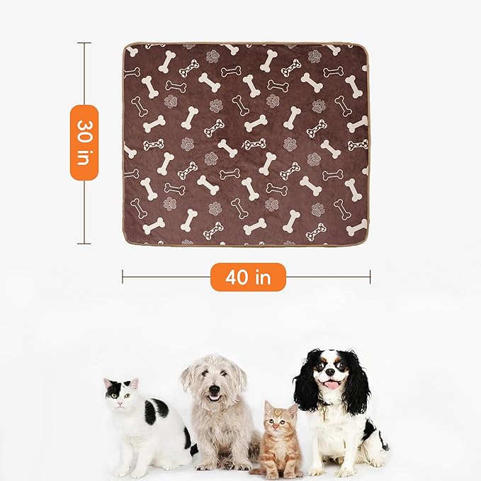 Waterproof Dog Blankets Pet Blanket, 30"x40" Cat Blanket for Indoor Cats, Soft Fluffy Sofa Car Bed Protector, Reversible Sherpa Fleece Puppy Blanket for Small Medium Dogs(Chocolate Brown)