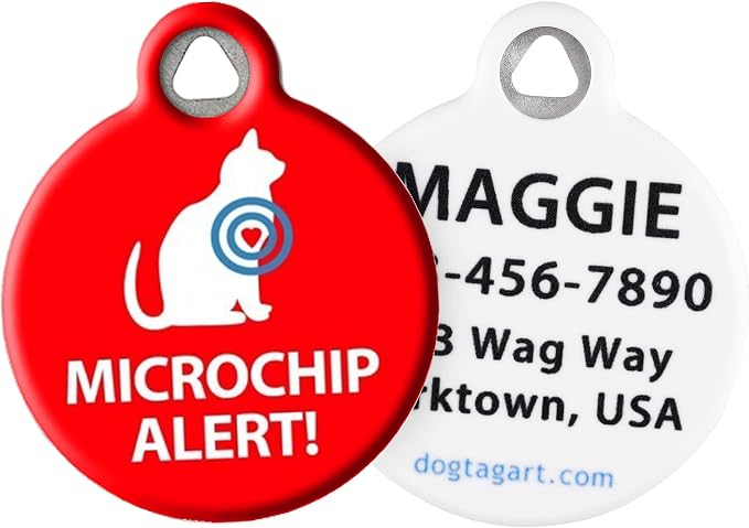 Medical-Alert Tag, Custom Pet ID Tags for Dogs and Cats, Personalized Dog Tags with Customized Identification Information - Microchip Alert Cat - Large