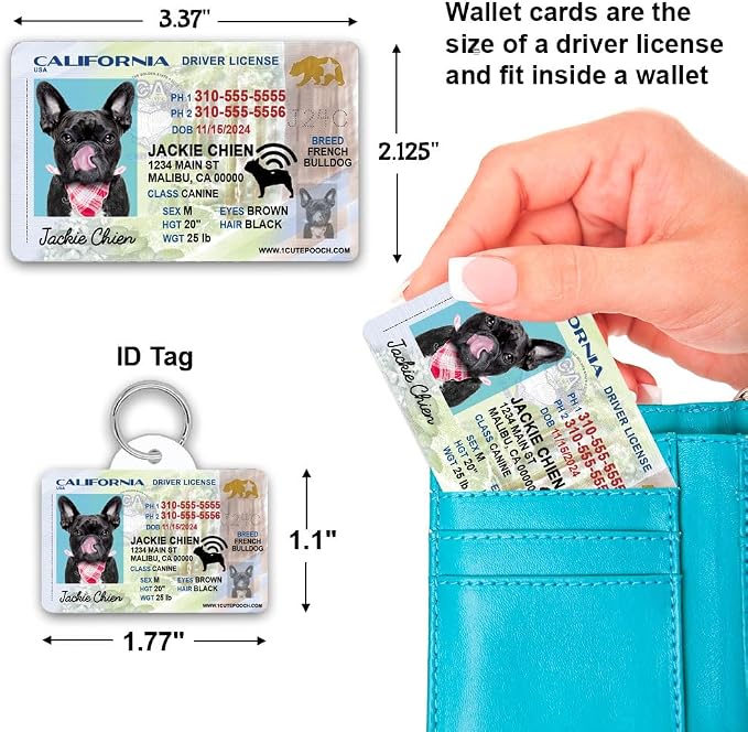 California Driver License Custom Dog Tag for Pets and Wallet Card - Personalized Pet ID Tags - Dog Tags for Dogs - Dog ID Tag - Personalized Dog ID Tags - Cat ID Tags - Pet ID Tags for Cats