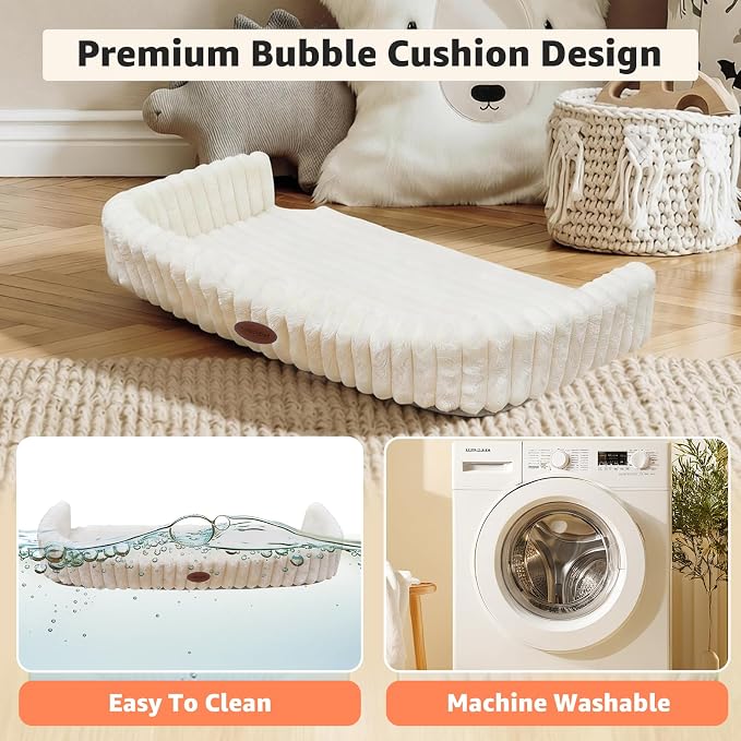 Cordless Cat Window Perch, Large Size Hammock with 4 Strong Suction Cups, Cat Hammock for Window with Two Fabrics Cover, Foldable Bed for Cats, White