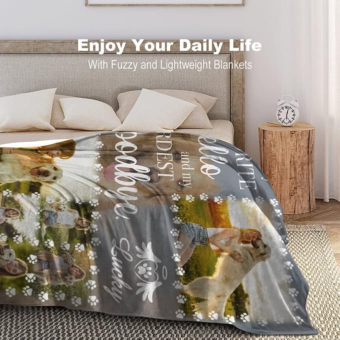 Artsadd Customized Pet Memorial Blanket - Personalized Dog Cat Pet Blanket Throws - 40"x50" Multicolor Fleece Throw Blanket