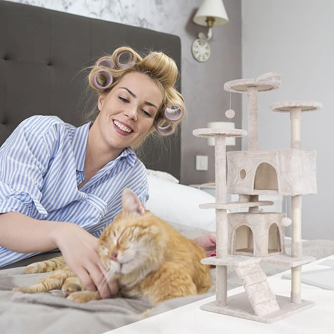 Go Pet Club 70'' Tall Multi-Level Cat Tree with Scratching Post, Condo, Platform, Tower for Indoor Medium Cats