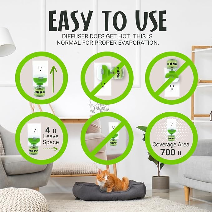 Allinall Cat Calming Pheromone Diffuser, 60 Day Starter Kit - Reassures Cats During Car Travel, Veterinary Visits & Helps Control Unwanted Behaviours Like Urine Spraying, Scratching