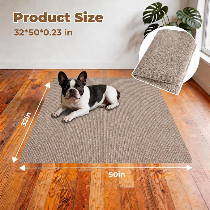 Large Dog Playpen Mat, 32 in x 50 in Dog Crate Mat Brown | Reusable Puppy Training Pads for Under Crate Cages, Washable Waterproof Non-Slip Dogs Playpen Mats Pad for Floor Kennel