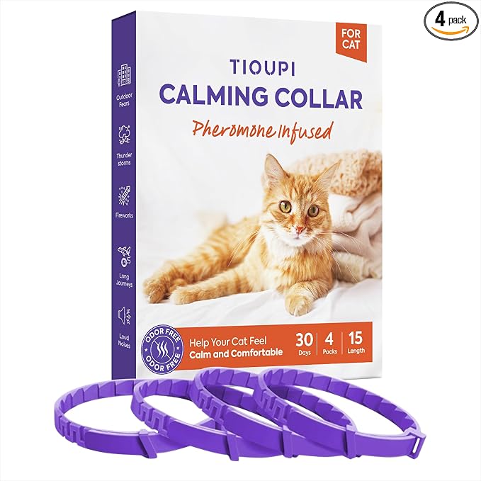 4 Pack Calming Collar for Cats: Anti Anxiety - cat Stress and Anxiety Relief, cat pheromone Collar