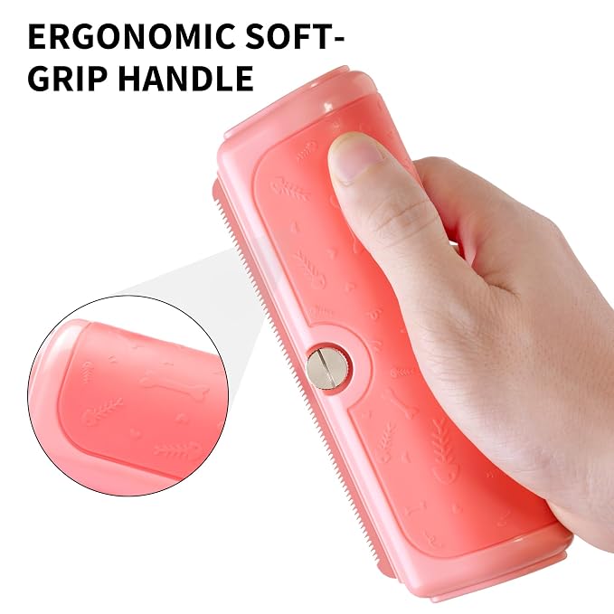 Cat and Dog Deshedding Brush for Shedding, Pink | For cats and dogs, short and medium coats, helps collect loose fur in multi-pet homes