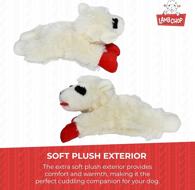 Multipet Lamb Chop Dog Plush Toy-Squeaky Toy for All Dogs - Extra Soft Plush - Stuffed Animal Dog Toy for Cuddling & Playing - Cute Pet-Toy (6", Cream) (Pack of 2)