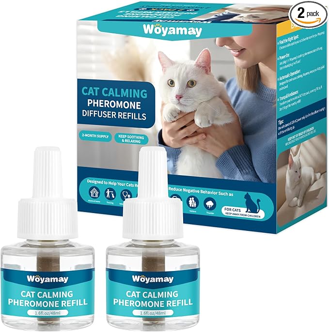 Woyamay Cat Calming Diffuser Refills for Cats Relieve Anxiety & Stress | 2-Month Supply Cat Pheromones Calming Diffuser Refills for Cats, Cat Pheromone Diffuser Refills (Fits All Common Diffuser)