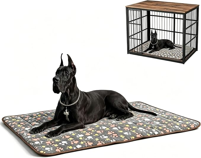 48" Airy Dog Crate Mat, Machine Washable Soft Kennel Pad for Large Breeds