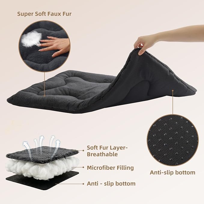 Dog Bed 30" for Metal Crate Pad, Washable Kennel Mat for Medium Dogs & Pets | Soft faux rabbit fur, non-slip,machine wash/dry, plush cushioning, for crates, floors & travel, multiple sizes for all breeds