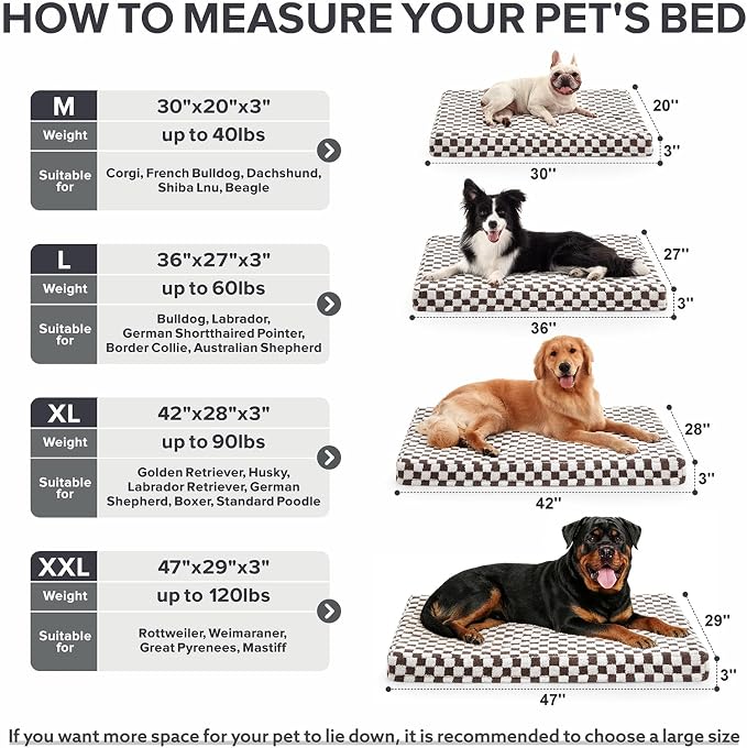 JOEJOY Dog Bed for Medium Dogs, Large Orthopedic Dog Bed with Removable Washable Cover, Cute Modern Plush & Memory Egg Crate Foam Dog Bed, 30 x 20 inch, Cofffee