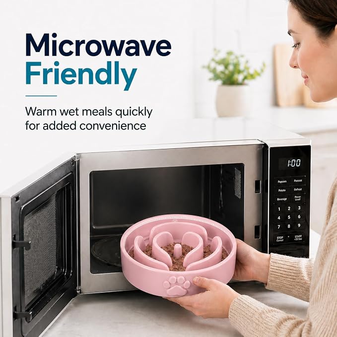 Slow Feeder Dog Bowls – 1.5-Cup Ceramic Dog Bowl Slow Feeder – Microwaveable Dog Slow Feeder for Small and Medium Dogs – Lead and BPA-Free Ceramic Pet Bowl – Pet Feeder for Fast Eaters