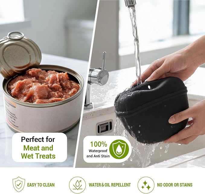 AUDWUD Silicone Dog Treat Pouch with Clicker Magnetic Closure Secure Clip | Upgraded clip keeps your treat pouch secure during training.Magnetic closure allows fast one hand access.Includes dog click