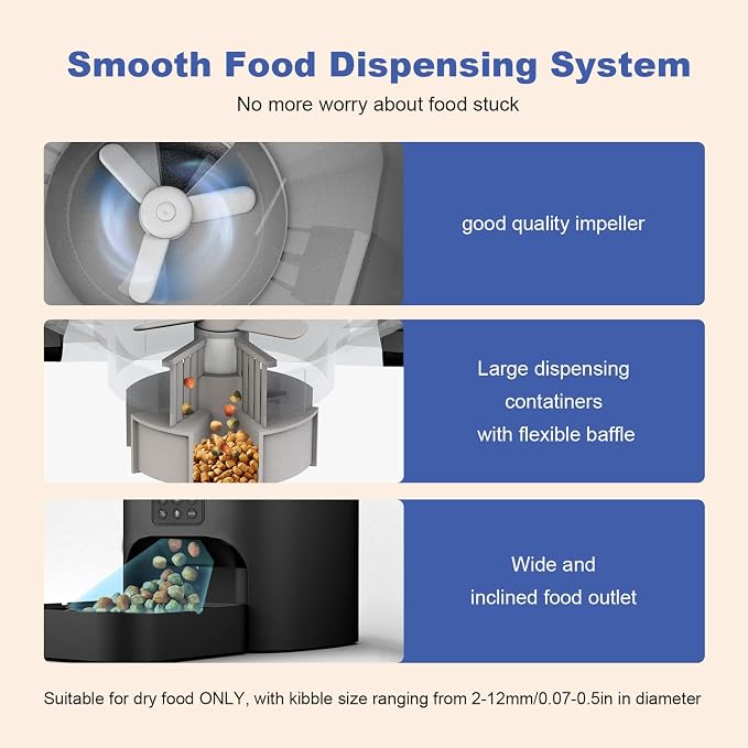 ANDOLL HOME Automatic Cat Feeder, Cat Food Dispenser with 10s Voice Recorder, Pet Feeder up to 8 Meals per Day, Timed Feeder with Dry Food Sealed Ring