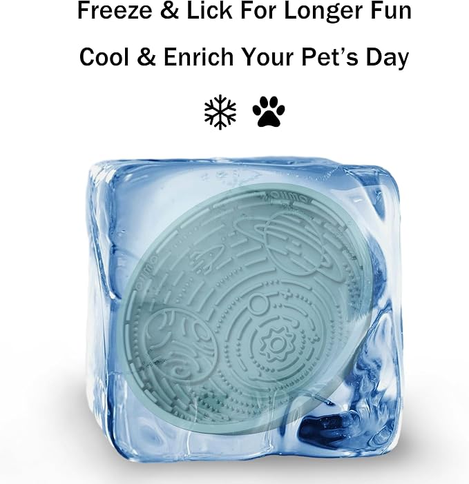 OHMO Slow Feeder Bowl Lick Mat for Dogs(Light Blue, 6.3") Interactive Soft Silicone w/Wobbly & Stable Galaxy Design, Reduces Pet Boredom Anxiety, Easy Clean