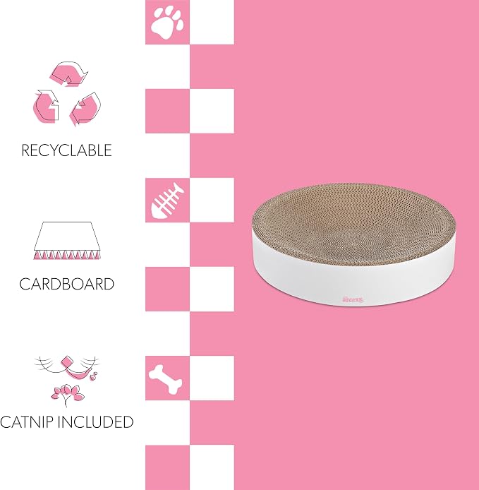 CSR1010I Nelson 20.13" Modern Cardboard Round Bowl Cat Scratcher with Catnip, Cloud