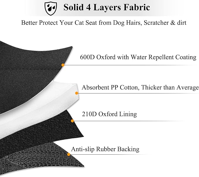 VIVAGLORY Dog Seat Cover Pet Seat Protector, Standard, Black | Backseat Cover for Car Suv & Truck, Back Rear Backseat Bench Protector