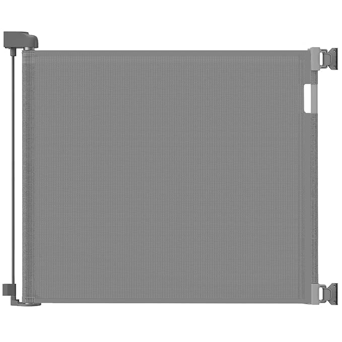Veraste Retractable Baby Gate for Doorways and Stairs, Mesh Safety Gate for Pet, Indoor & Outdoor Use, One-Hand Operation, Easy Installation, 33.6" Tall, Expands to 55" Wide（Grey,33.6"x55"