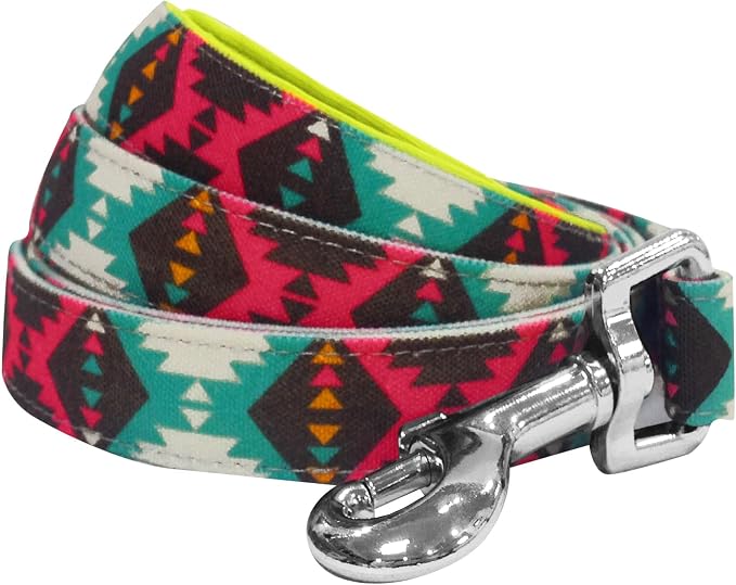 Blueberry Pet 2 Colors Southwestern Vintage Tribal Print Dog Leash with Soft & Comfortable Handle, 5 ft x 5/8", Extravagant Green, Small, Leashes for Dogs