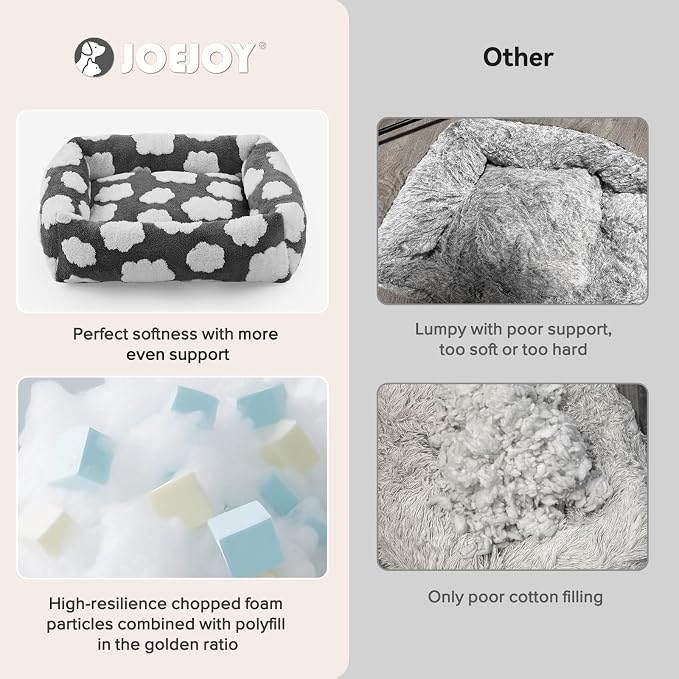 JOEJOY Small Dog Bed for Small Dogs, Rectangle Washable Orthopedic Dog Bed with Removable Zipper Cover, Cute Soft Calming Puppy Pet Bed with Jacquard Shaggy Plush & Non Skid Bottom