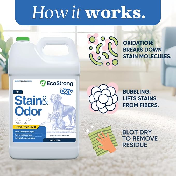 Oxy Pet Carpet Cleaner Spray | Pet Stain Remover for Pet Urine, Cat Pee, Dog Poop | Deep Spot Treating Action on Carpeting, Upholstery, Laundry, Pet Beds & More (128 Fl Oz)