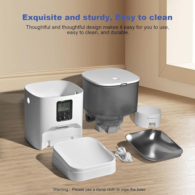 Automatic Cat Feeder, 4L Cat Food Dispenser with 10s Voice Recorder, Pet Feeder up to 8 Meals per Day, Timed Dog Feeder with Dry Food Sealed Ring