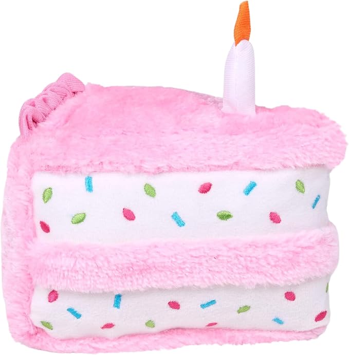 ZippyPaws Birthday Cake- Dog Squeaky Toys to Keep Them Busy, Funny Food Plush for Small, Medium, & Large Dogs, Cute Stuffed Puppy Toy, Pet Products, Gift for Dogs of All Breeds, Soft and Cuddly- Pink