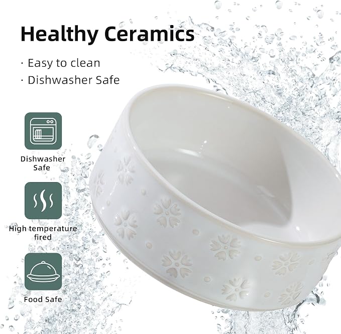 Havniva 5.1" Elevated Dog Bowls Ceramic Raised Dog Bowl with Non-Slip Stand (Acacia Wood) Two Height Options, Dog Food & Water Bowl for Small Breed Dogs Puppy - 1.6 Cups 13.5 oz