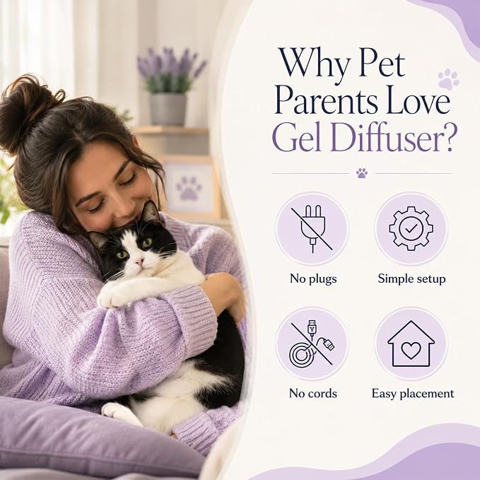 4 Pack Cat Pheromone Calming Diffuser Gel Relieve Anxiety | 8 Months Supply, Unplugged Help Reduce Fighting, Spraying & Scratching, Drug-Free & Safe Relaxation Solution
