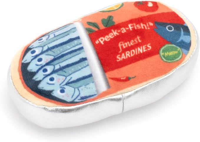 The Worthy Dog Tin Fish Plush Cat Toy – Soft Crinkle Catnip Toy with Organic Catnip for Interactive Play, Safe Non-Toxic Materials - Multicolored, One Size