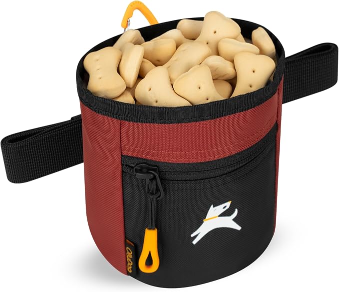 Goodie Treat Bag, Dog Treat Training Pouch | Magnetic Closure | 3 Ways to Wear | Hands-Free Waist Belt | Water-Resistant Recycled Vegan Fabric (Cider)