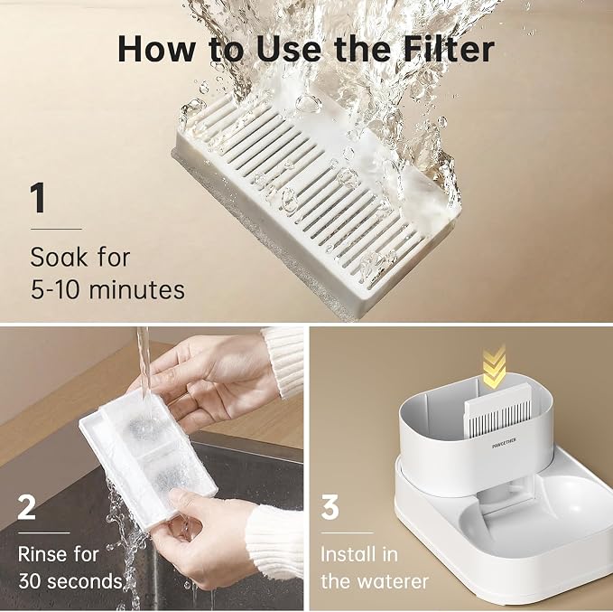 PAWGETHER® 6Pack Filters for PAWGETHER Gravity Pet Water Dispenser Cat Waterer Filter Keep Water Fresh and Clean