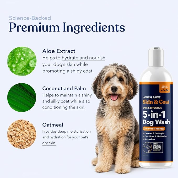 Coconut Mango Dog Shampoo and Conditioner, Puppy, Itchy Skin, Smelly Dogs | Itchy Skin Relief, Anti-Itch Dog Wash for Allergies, Puppy Shampoo and Conditioner, Sensitive Skin, Moisturizing
