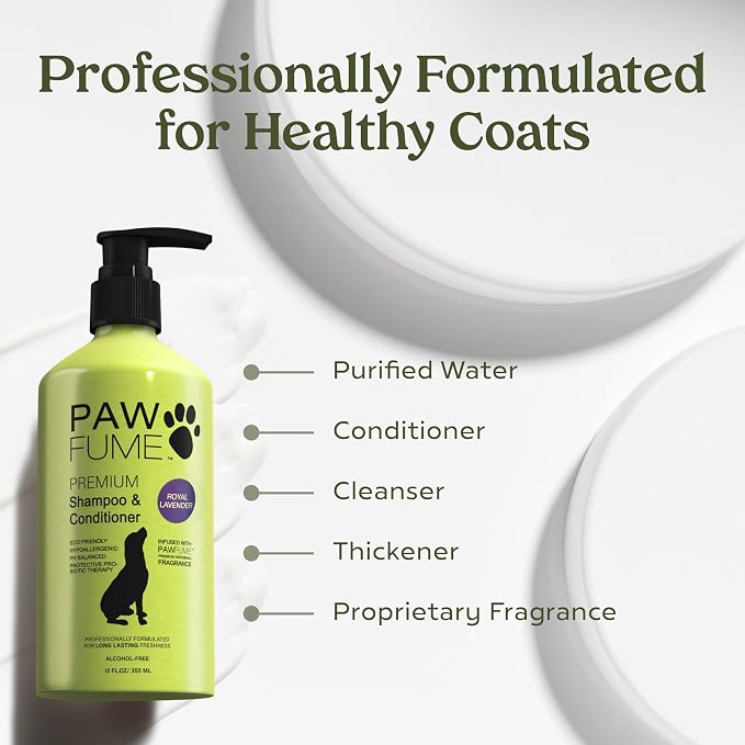 PAWFUME Dog Shedding Shampoo and Conditioner, Royal Lavender, 1-Pack | Probiotic pH-balanced deep-cleaning formula nourishes and detangles silky coats, salon-quality Shedding Shampoo for Dogs