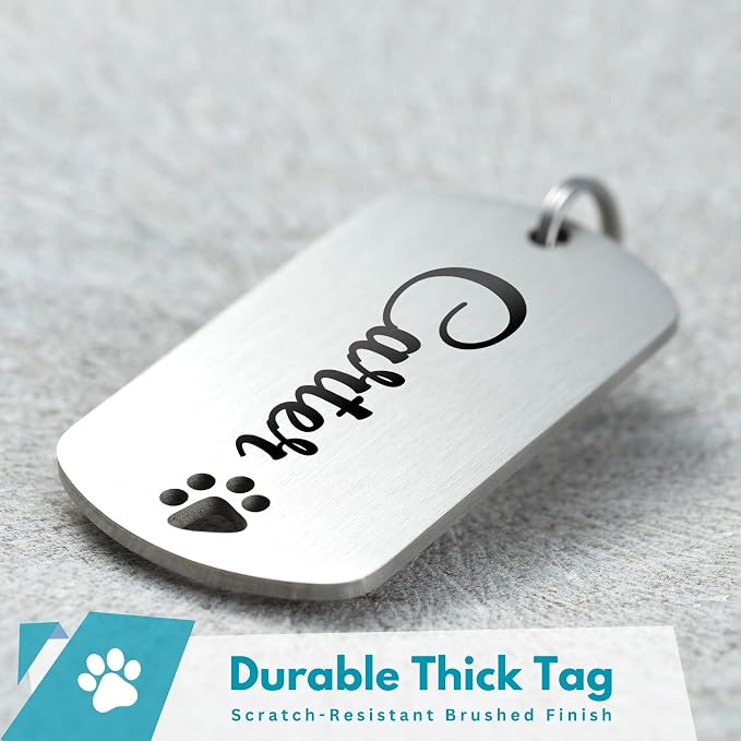 Ultra Joys Dog Tags Personalized for Pets - Hollow Paw Custom Pet ID Tag - Engraved Dog Tag for Small, Large Dogs - Small Military Dog Tag in Silver