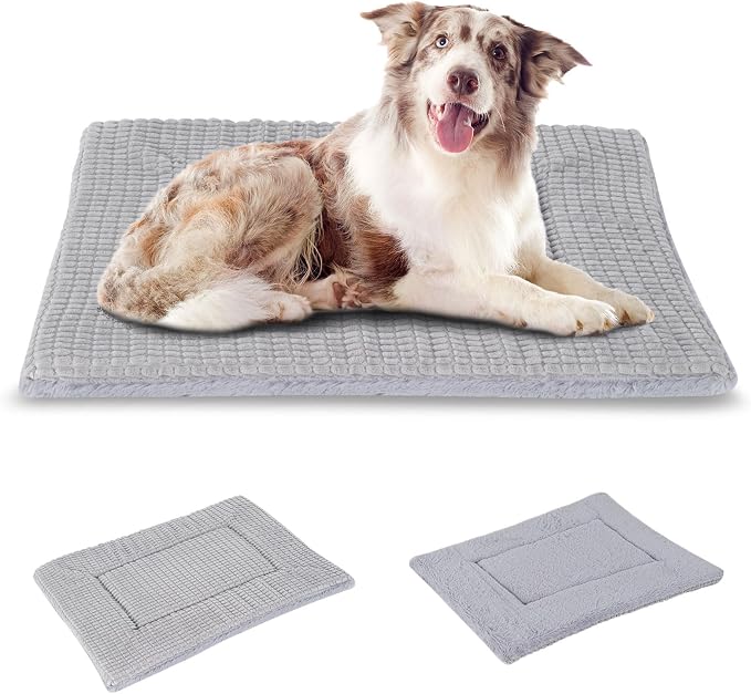 BVAGSS Dog Bed Mat,Reversible Crate Pad, Memory Foam Beds, Soft Warm Pet Cushion for Small Medium Dogs, Washable Pet Sleeping Mattress Kennel Bed Pad XH079 (36''x23''x1.6'',Grey)