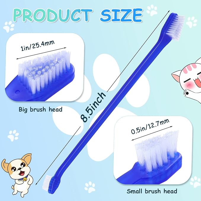 Honeydak 80 Pcs Dog Toothbrush Bulk Dual Headed Dental Brushes Dogs Tooth Brushing Kit Long Handle Pet Tooth Brush for Puppy Large Small Cats and Most Pets Teeth Cleaning Dental Supplies(Dark Blue)