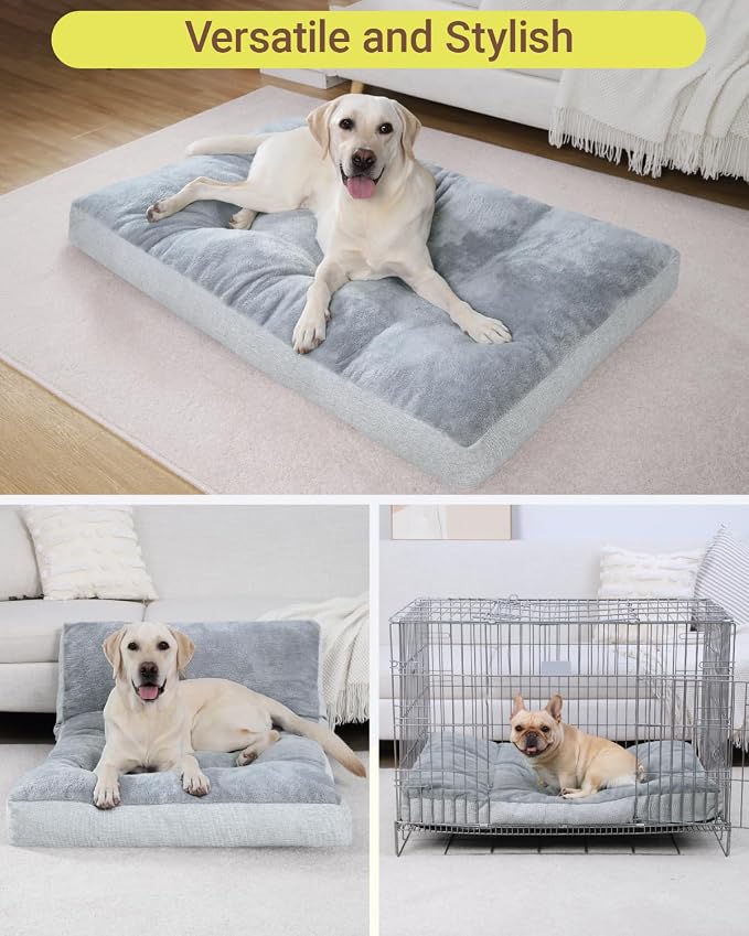 NUPIDA Washable Dog Bed for Small Dogs, Crate Bed Plush Pet Kennel Pad with Non-Slip Bottom, Pet Sleeping Mat, 23x17 Inch, Light Gray