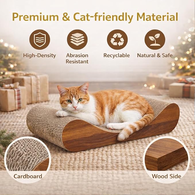 Simple Delxue Horizontal Cat Scratcher Pad, 23.6" Large Cat Scratcher Cardboard Lounge Bed, 100% Recyclable & Reversible Durable Cat Scratching Board