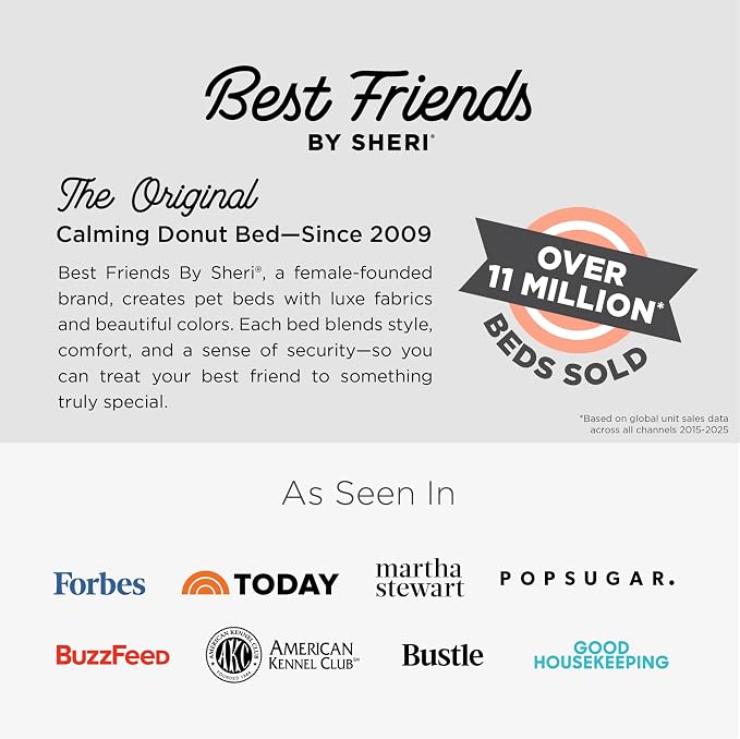 Best Friends by Sheri The Original Calming Donut Dog Bed for Small Dogs up to 25 lbs, Shag Faux Fur, Denim Blue, 23" x 23"