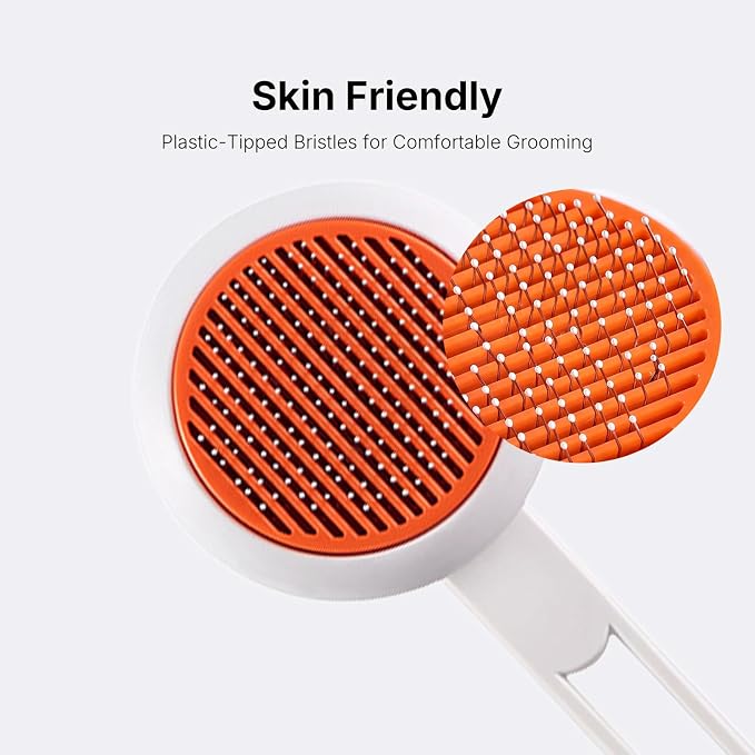 Self Cleaning Cat Dog Brush, Pet Deshedding Grooming Comb with Fine Stainless Steel Teeth, Hair Removal Slicker Brush for Long and Short Hair Pets