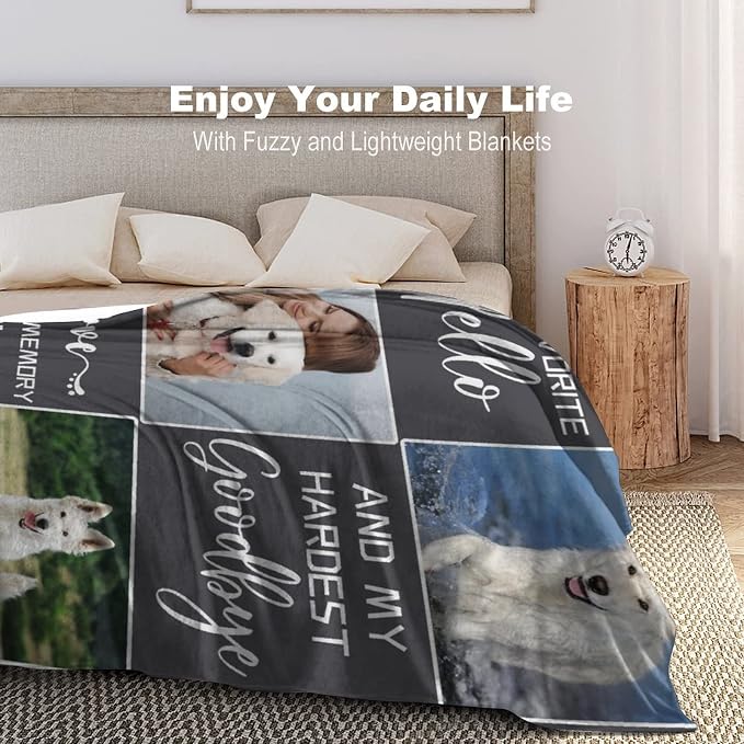 Artsadd Personalized Blanket with Picture in Memory of Dog Custom Photo Blanket Memorial Pet Loss Sympathy Gift