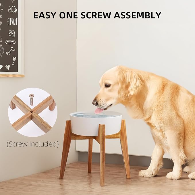 Elevated Dog Bowl Stand for Large Dogs, Wooden Raised Stand Fits 11" Bowls | Premium acacia wood stand fits 11" dog bowls for large & extra large dogs. Bowl not included
