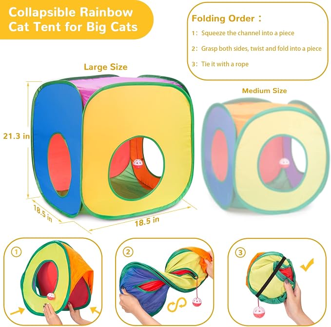 Retro Shaw 33 Pack Cat Toys Set, Interactive Cat Tunnel Feather Wand Kit | Collapsible Cat Tent, For Indoor Cats, Kitten Toys Pack Variety Crinkle Ball Bell Spring Mouse