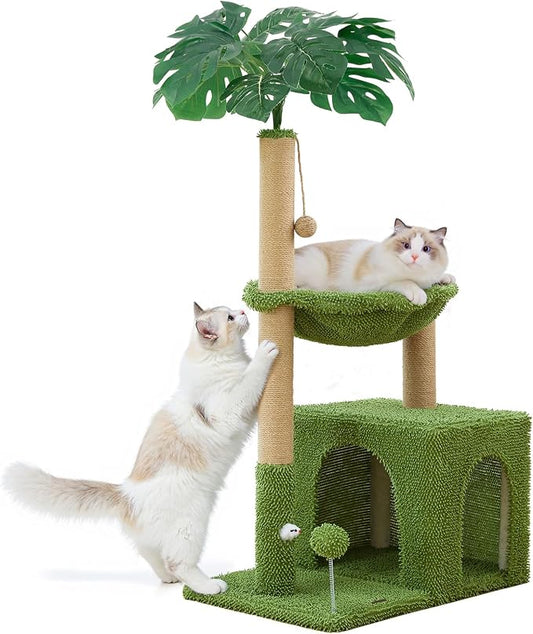 Woochpet Large Cat Tree for Indoor Cats, Multi-Functional Comfy Cat Bed-48in Tall Cat Tower with Scratching Post, Cozy Hammock for Kittens and Adult Cats, Cute Condo with Toy