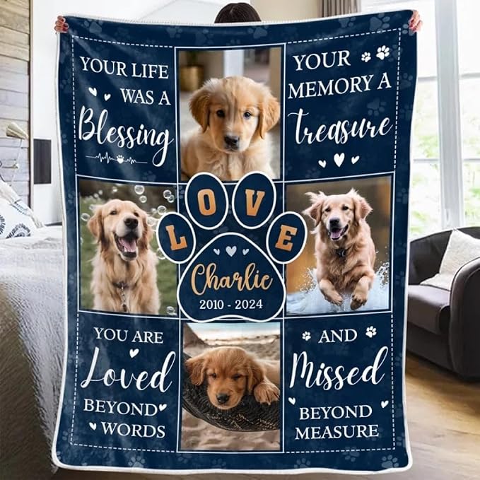 Pamaheart Custom Dog Face Blankets, Personalized Pet Photo Blanket, Fleece Dog Blankets, Customized Photo Throws, Dogs Dad Gifts, Pet Lover Gifts, Memorial Gift /38