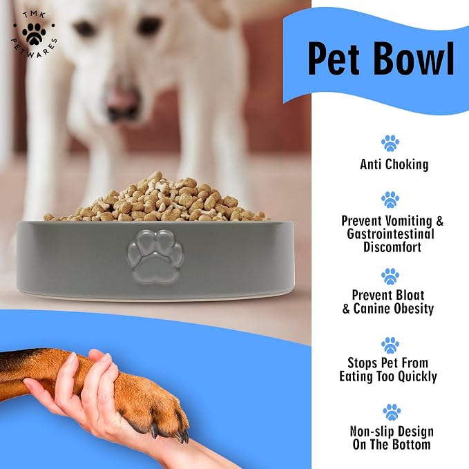 Slow Feeder Dog Bowls – Dog Bowl Slow Feeder – Microwaveable Dog Slow Feeder for All Breeds – Lead and BPA-Free Ceramic Pet Bowl – Pet Feeder for Fast Eaters